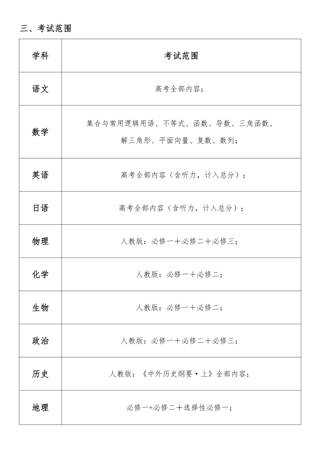 安徽卓越县中联盟2026届高三11月13-14日阶段性检测时间及考试范围
